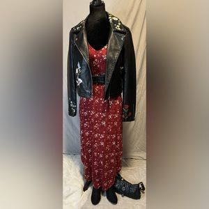 Red floral maxi dress